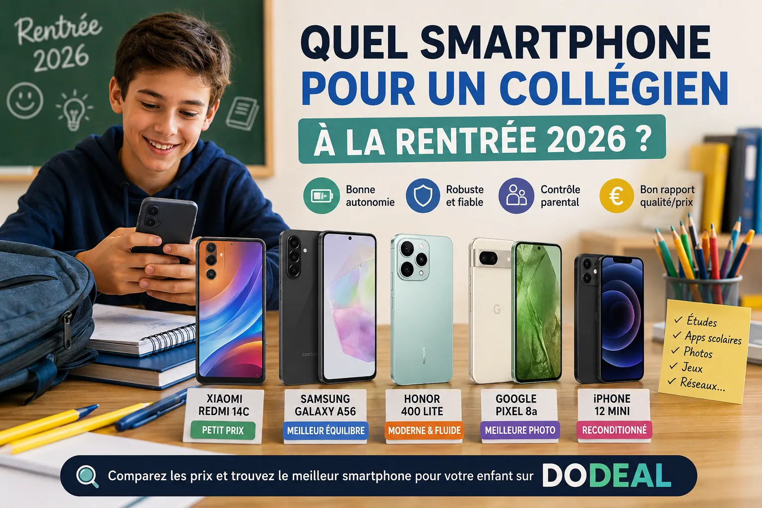 Quel smartphone acheter à son enfant pour la rentrée au collège en 2026 ?